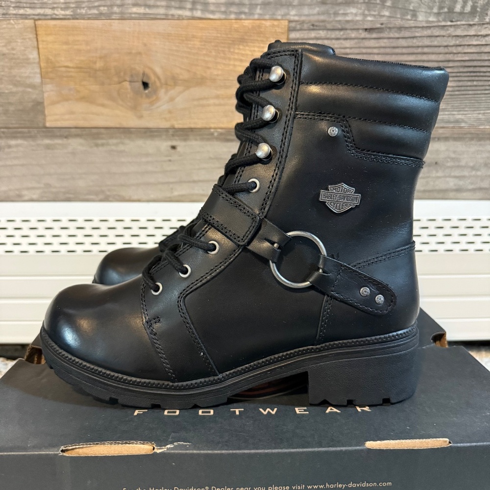 Harley-Davidson Tegan 6" Lace Harness Boots D84706 – Black – Women’s 10M – NEW - Picture 2 of 5